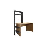 Mesa de Estudio-Librería en Melamina Roble-Gris Oscuro