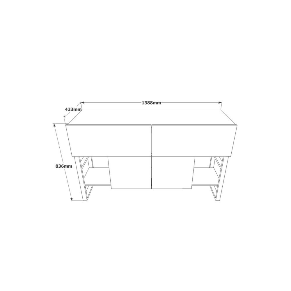 Buffet Diseño Moderno Natural-Negro con 4 Puertas