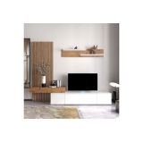 Mueble tv completo en Blanco-Cambria, Fabricado en Melamina