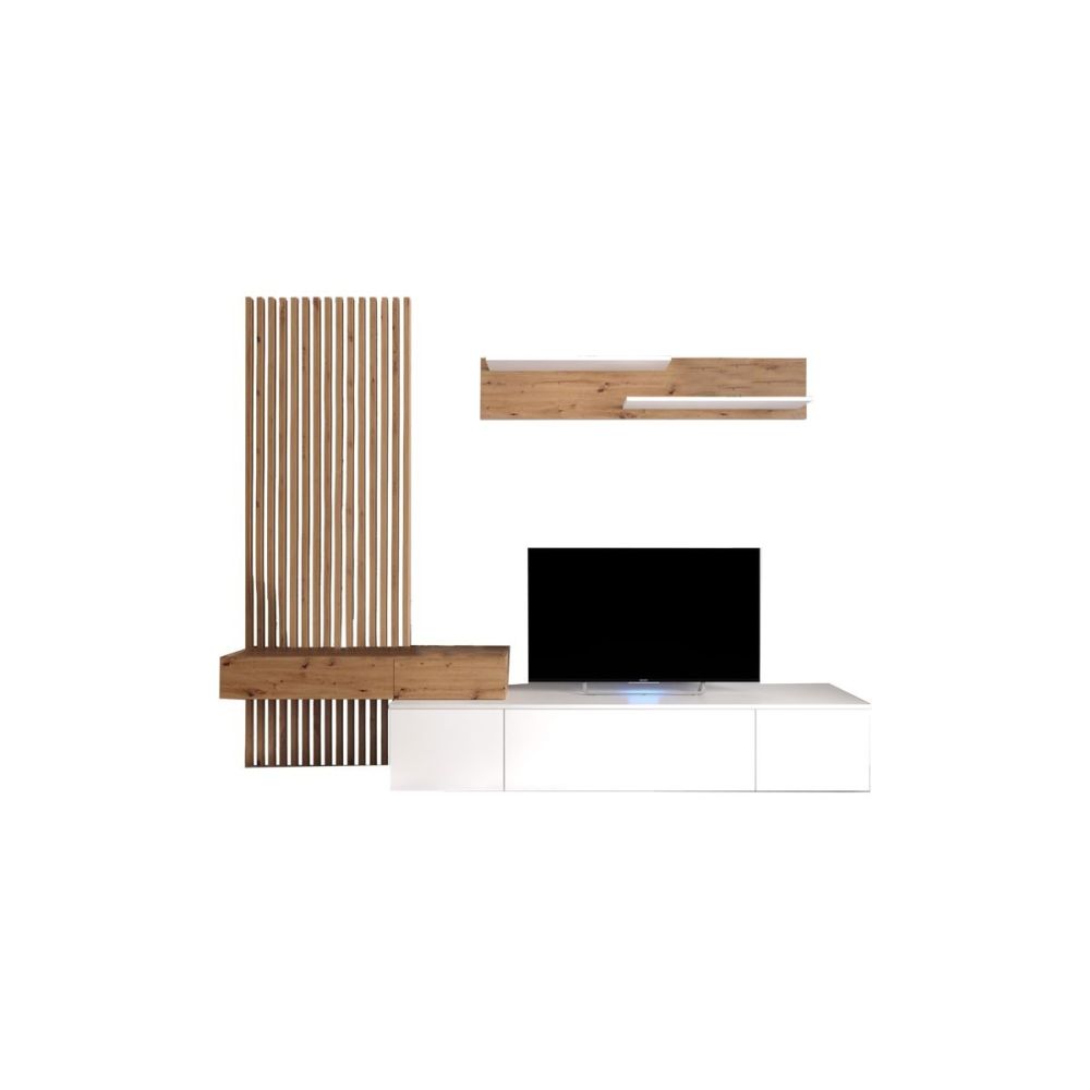 Mueble tv completo en Blanco-Cambria, Fabricado en Melamina