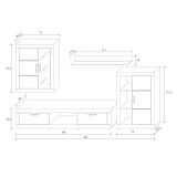 Mueble de salón y TV Moderno con Leds Color Cambria, cambria y blanco módulo de comedor