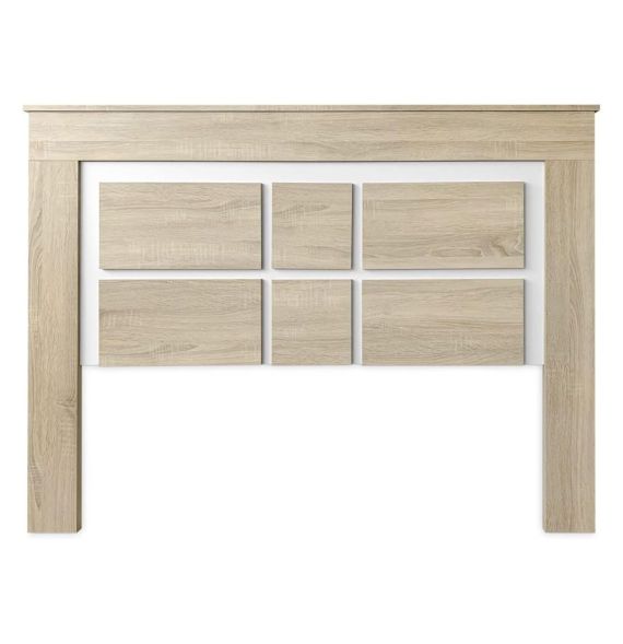 Cabezal para Cama de Matrimonio con patas, Color Cambria y Blanco, Medidas: 160 cm (Ancho) x 119,3 cm (Alto) x 3,8 cm (Fondo)