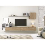 Mueble de salón y TV Conjunto muebles de salón apilable, madera y blanco, 301 cm de ancho