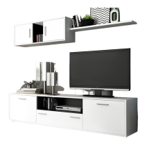 Meyvaser Mueble de salón y TV Composición para salón 200 Cm Color Blanco Gran Espacio Almacenamiento