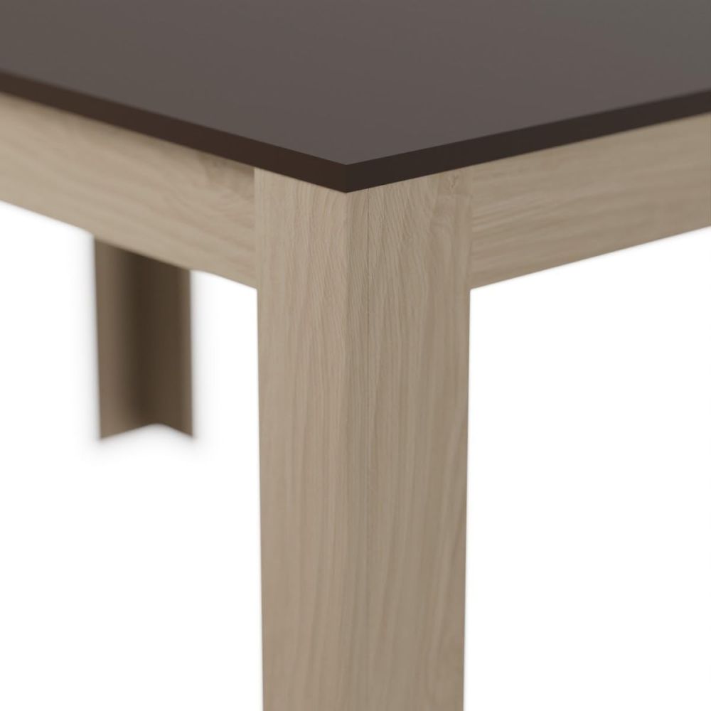 Mesa de Comedor, Mesa de Salón Fija, Color Roble - Grafito, Medidas: 140 cm (Largo) x 80 cm (Ancho) x 75 cm (Alto)