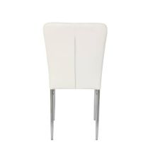 6 Sillas de Comedor con Relleno de Espuma, Tapizado en Símil Piel Blanco y Patas Metálicas Cromadas - Medidas 44x91,5x47 cm