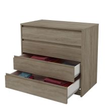 Cómoda Cajonera 4 cajones acabado en Color Roble. 74cm(alto) 80cm(ancho) 45cm(fondo)