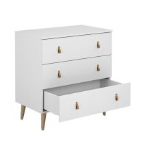 Cómoda con 3 Cajones, para Dormitorio, Acabado en Color Blanco, Medidas: 80 cm (Ancho) x 83,5 cm (Alto) x 48 cm (Fondo)