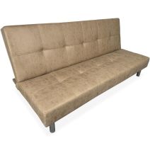 Sofá Cama 3 Plazas de Diseño Moderno, Estructura de Madera, Tapizado Color Piedra, 188x88x88 cm