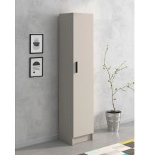 Mueble multiusos Armario Auxiliar Multiusos Color Beige – 1 Puerta, 4 Baldas, 37x180x35 cm – Madera Práctico y Funcional.