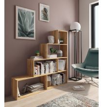 Meyvaser Librería Estantería con cuatro baldas Color Mauvella Tipo escalera de Madera 143,3x37,5-144,9x27,9 cm