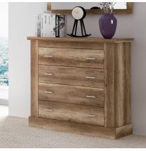 Cómoda 4 Cajones, Acabado en Color Cañón, Medidas: 91,5 cm (Ancho) x 90,8 cm (Alto) x 39,6 cm de (Fondo)