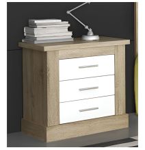 Pack Cabecero de 110 x 120 cm + 1 Mesita de Noche + Sinfonier, Color Cambria y Blanco (para Cama de 135-140 o 160)